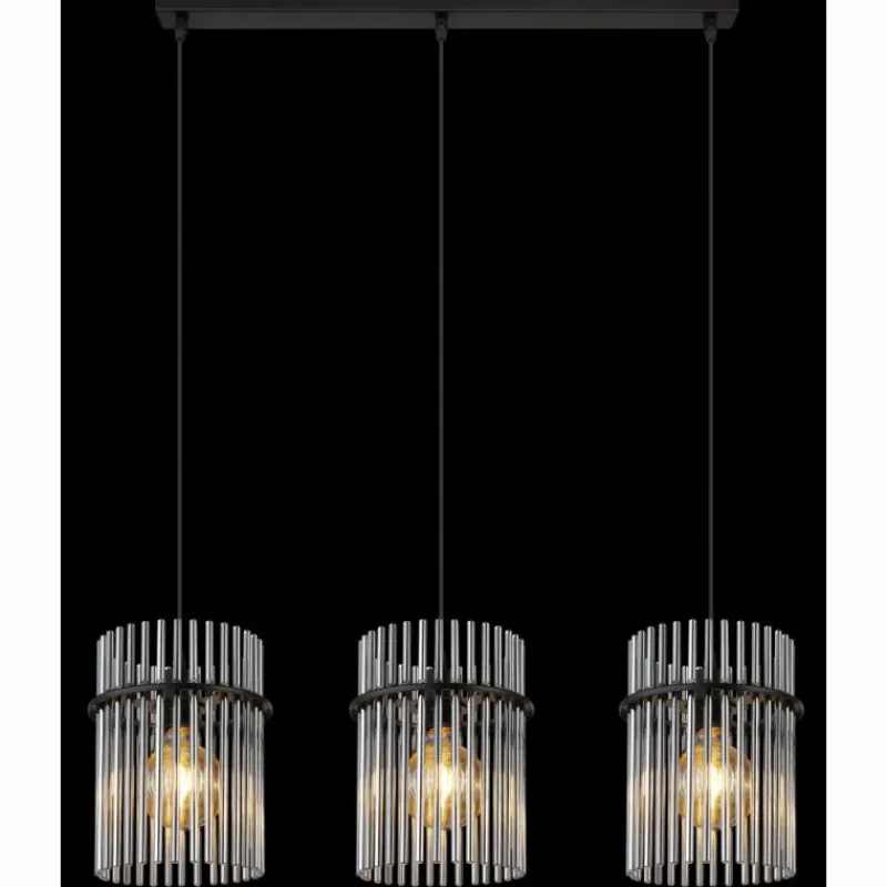 Suspension Verre Fumé-Luminaires Globo Lighting Suspension Globo GORLEY Noir, 3 lumières