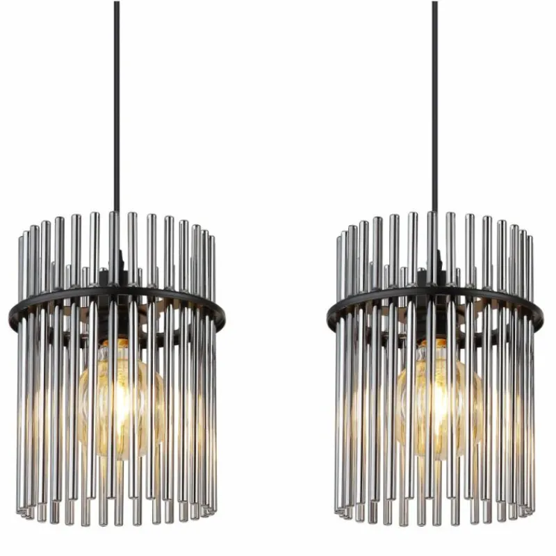 Suspension Verre Fumé-Luminaires Globo Lighting Suspension Globo GORLEY Noir, 3 lumières