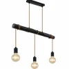 Lampes En Bois-Luminaires Globo Lighting Suspension Globo GREGOR Bois foncé, Noir, 3 lumières