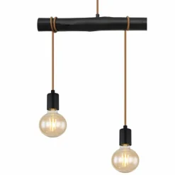 Lampes En Bois-Luminaires Globo Lighting Suspension Globo GREGOR Bois foncé, Noir, 3 lumières