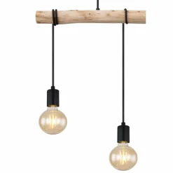 Lampes En Bois-Luminaires Globo Lighting Suspension Globo GREGOR Bois clair, Noir, 3 lumières