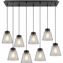 Suspension Verre Fumé-Luminaires Globo Lighting Suspension Globo GUMBA Noir, 8 lumières