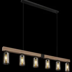 Suspension Verre Fumé-Luminaires Globo Lighting Suspension Globo HADERA Couleur bois, Noir, 6 lumières