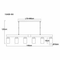 Suspension Verre Fumé-Luminaires Globo Lighting Suspension Globo HADERA Couleur bois, Noir, 6 lumières