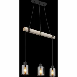 Suspension Verre Fumé-Luminaires Globo Lighting Suspension Globo HADERA Écru, Noir, 3 lumières