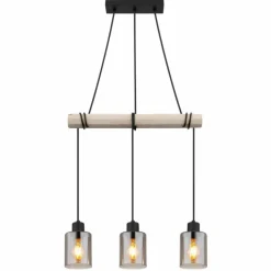 Suspension Verre Fumé-Luminaires Globo Lighting Suspension Globo HADERA Écru, Noir, 3 lumières