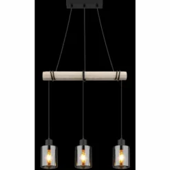 Suspension Verre Fumé-Luminaires Globo Lighting Suspension Globo HADERA Écru, Noir, 3 lumières