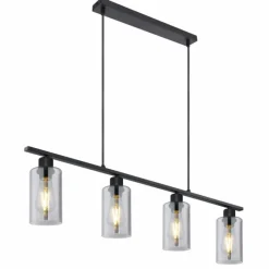 Suspension Verre Fumé-Luminaires Globo Lighting Suspension Globo HADERA Noir, 4 lumières