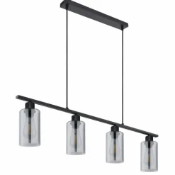 Suspension Verre Fumé-Luminaires Globo Lighting Suspension Globo HADERA Noir, 4 lumières