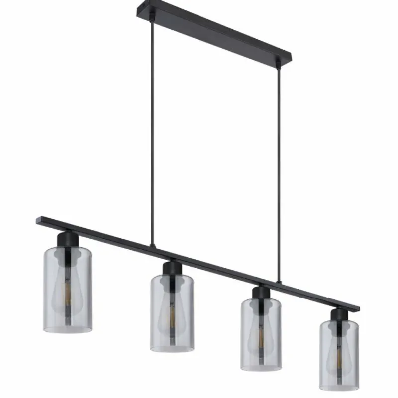 Suspension Verre Fumé-Luminaires Globo Lighting Suspension Globo HADERA Noir, 4 lumières