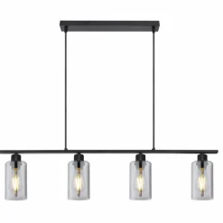 Suspension Verre Fumé-Luminaires Globo Lighting Suspension Globo HADERA Noir, 4 lumières