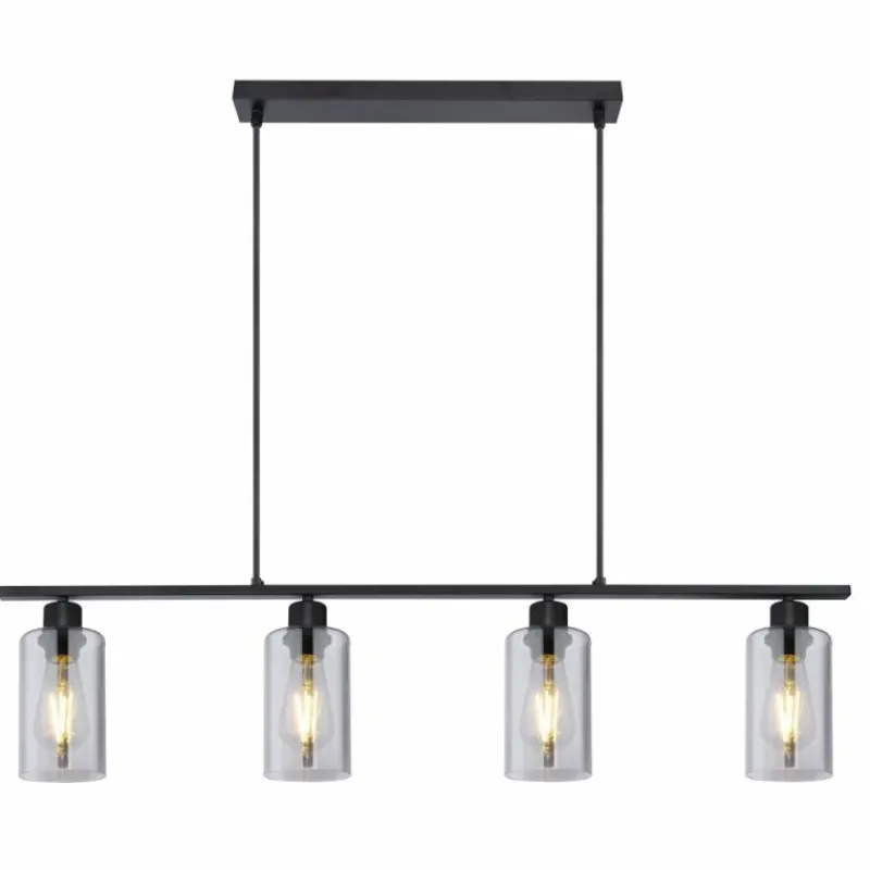 Suspension Verre Fumé-Luminaires Globo Lighting Suspension Globo HADERA Noir, 4 lumières