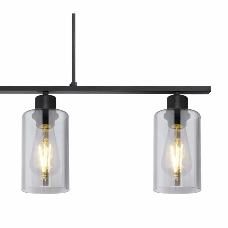 Suspension Verre Fumé-Luminaires Globo Lighting Suspension Globo HADERA Noir, 4 lumières