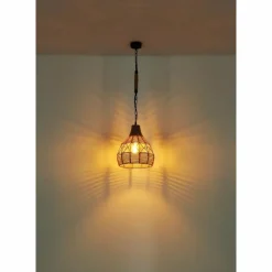 Style Boho-Chic-Luminaires Globo Lighting Suspension Globo HALIA Brun, Noir, 1 lumière