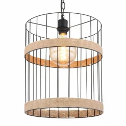 Style Boho-Chic-Luminaires Globo Lighting Suspension Globo HALIA Brun, Noir, 1 lumière