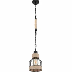 Style Boho-Chic-Luminaires Globo Lighting Suspension Globo HALIA Brun, Noir, 1 lumière