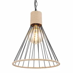 Style Boho-Chic-Luminaires Globo Lighting Suspension Globo HALIA Brun, Noir, 1 lumière