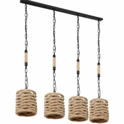 Style Boho-Chic-Luminaires Globo Lighting Suspension Globo HALIA Noir, 4 lumières