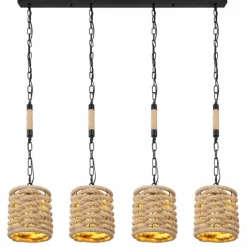 Style Boho-Chic-Luminaires Globo Lighting Suspension Globo HALIA Noir, 4 lumières