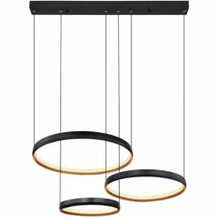 Lampes Dorées-Luminaires Globo Lighting Suspension Globo HALLI LED Noir, 1 lumière, Télécommandes