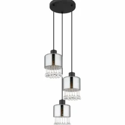 Suspension Verre Fumé-Luminaires Globo Lighting Suspension Globo HENDRY Noir, 3 lumières
