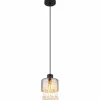 Suspension Verre Fumé-Luminaires Globo Lighting Suspension Globo HENDRY Noir, 1 lumière