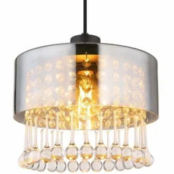 Suspension Verre Fumé-Luminaires Globo Lighting Suspension Globo HENDRY Noir, 1 lumière