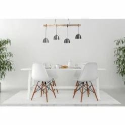 Lampes En Bois-Luminaires Globo Lighting Suspension Globo HERMI Ancien, Écru, 4 lumières