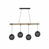 Lampes En Bois-Luminaires Globo Lighting Suspension Globo HERMI Écru, Noir, 4 lumières