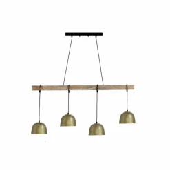 Lampes En Bois-Luminaires Globo Lighting Suspension Globo HERMI Vieux laiton, Écru, 4 lumières