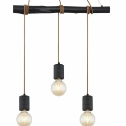 Lampes En Bois-Luminaires Globo Lighting Suspension Globo HERMINE Noir, 4 lumières