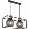 Suspension Verre Fumé-Luminaires Globo Lighting Suspension Globo HILKO Noir, 2 lumières
