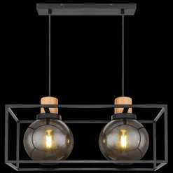 Suspension Verre Fumé-Luminaires Globo Lighting Suspension Globo HILKO Noir, 2 lumières
