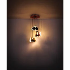 Lampes En Bois-Luminaires Globo Lighting Suspension Globo HUNKEL Rouge, 3 lumières