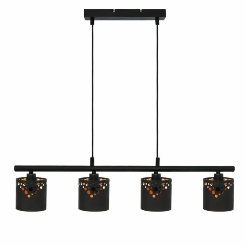 Lampes En Tissu-Luminaires Globo Lighting Suspension Globo INGEBORG Noir, 4 lumières