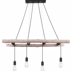 Lampes Vintages & Rétros-Luminaires Globo Lighting Suspension Globo IRMGARD Bois clair, Noir, 4 lumières