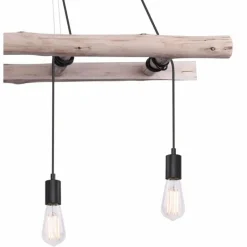 Lampes Vintages & Rétros-Luminaires Globo Lighting Suspension Globo IRMGARD Bois clair, Noir, 4 lumières