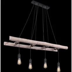 Lampes Vintages & Rétros-Luminaires Globo Lighting Suspension Globo IRMGARD Bois clair, Noir, 4 lumières