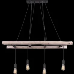 Lampes Vintages & Rétros-Luminaires Globo Lighting Suspension Globo IRMGARD Bois clair, Noir, 4 lumières