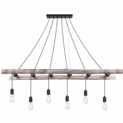 Lampes Vintages & Rétros-Luminaires Globo Lighting Suspension Globo IRMGARD Bois clair, Noir, 6 lumières