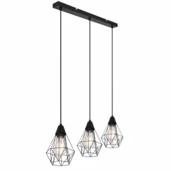 Lampes Vintages & Rétros-Luminaires Globo Lighting Suspension Globo ISABELLA Noir, 3 lumières