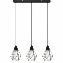 Lampes Vintages & Rétros-Luminaires Globo Lighting Suspension Globo ISABELLA Noir, 3 lumières