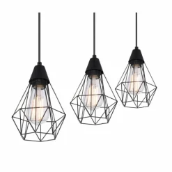 Lampes Vintages & Rétros-Luminaires Globo Lighting Suspension Globo ISABELLA Noir, 3 lumières