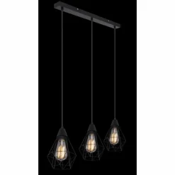 Lampes Vintages & Rétros-Luminaires Globo Lighting Suspension Globo ISABELLA Noir, 3 lumières