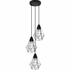 Lampes Vintages & Rétros-Luminaires Globo Lighting Suspension Globo ISABELLA Noir, 3 lumières