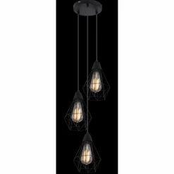 Lampes Vintages & Rétros-Luminaires Globo Lighting Suspension Globo ISABELLA Noir, 3 lumières
