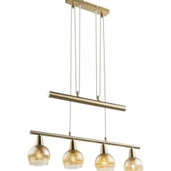 Luminaires Antiques-Luminaires Globo Lighting Suspension Globo Isla LED Bronze, 4 lumières
