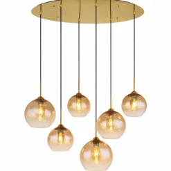 Luminaires Globo Lighting Suspension Globo JAMESSA Laiton, 6 lumières