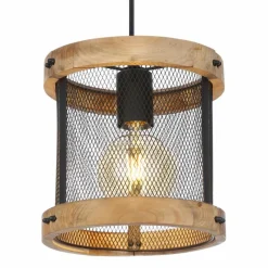 Lampes En Bois-Luminaires Globo Lighting Suspension Globo JEANIE Bois foncé, Noir, 1 lumière