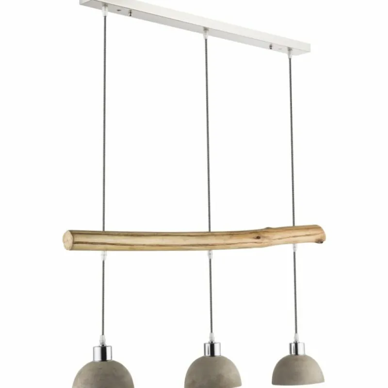 Lampes Dorées-Luminaires Globo Lighting Suspension Globo Jebel Bois clair, Nickel mat, 3 lumières